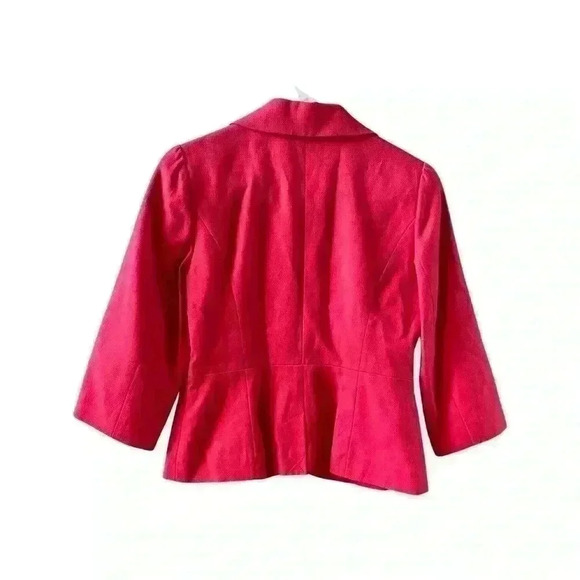 NWOT HALOGEN 3/4 Sleeve Red Ruffle Blazer Jacket Size Small P. - Picture 2 of 13